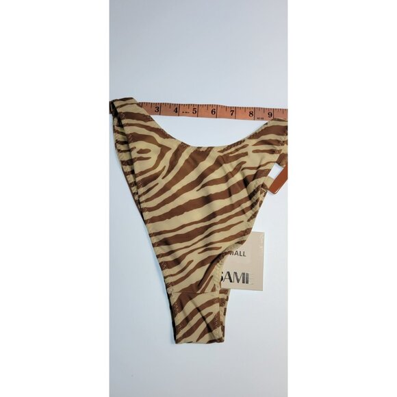 SAME Los Angeles Swim Bikiny Bottom Womens Acrylic 90s Color beige Brown Zebra S - Picture 8 of 9